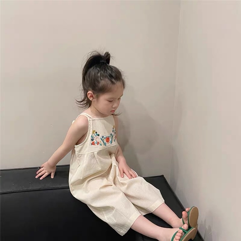 (8-19kg) Set Yếm Dây Thiết Kế Thêu Hoa Cho Bé Gái,Jum Bé Gái
