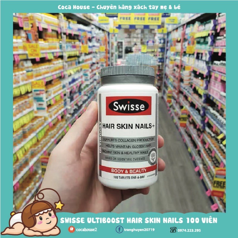 [100 viên] Viên uống bổ sung Collagen đẹp da, tóc, móng SWISSE HAIR SKIN NAILS ✅Hàng chính hãng, đủ bill✅ | BigBuy360 - bigbuy360.vn