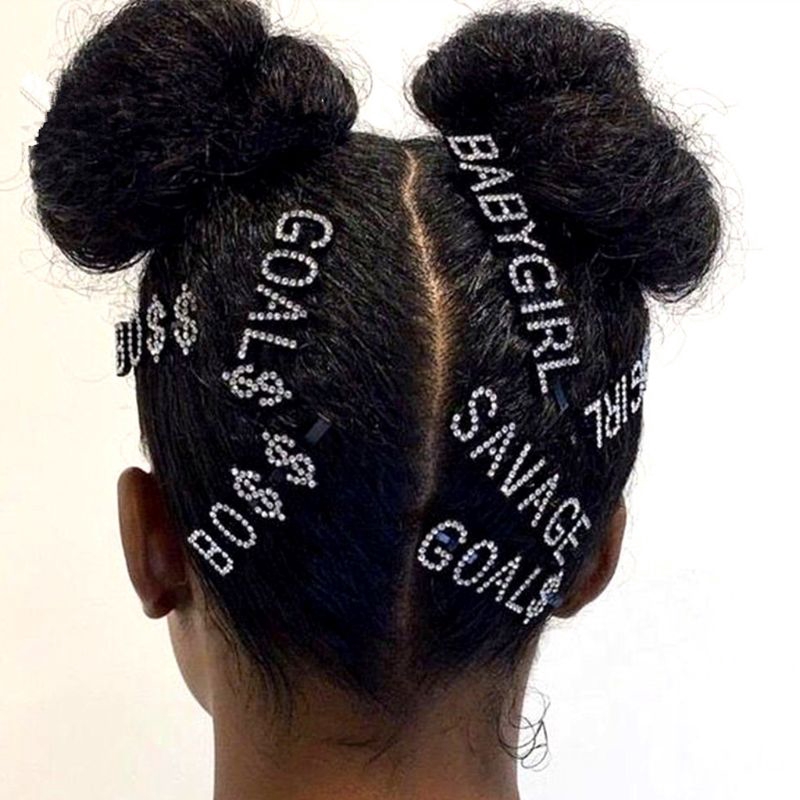 Kẹp Tóc Kim Loại Chữ Cái Đính Đá Sang Trọng