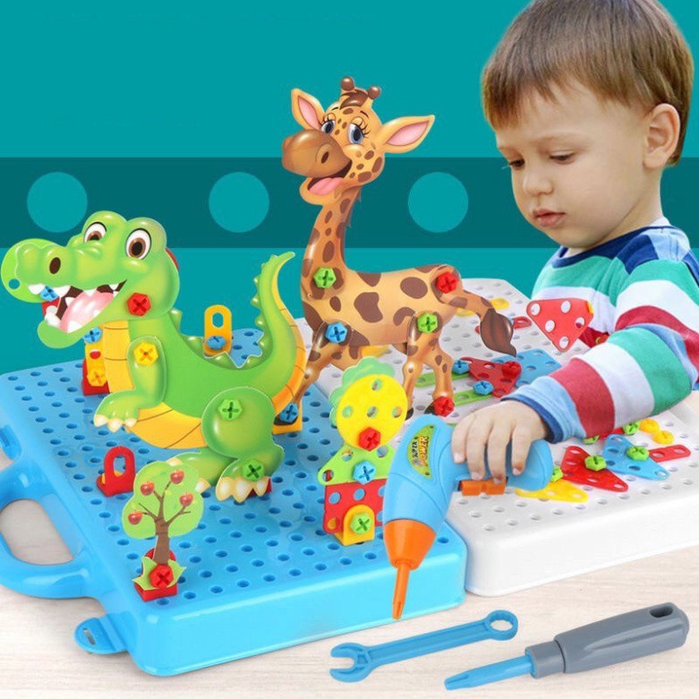 [Giảm Giá Sock] Đồ Chơi Trẻ Em Xếp Hình, Lắp Ráp Dụng Cụ Cơ Khí, Máy Khoan Điện, Đồ Chơi Thông Minh