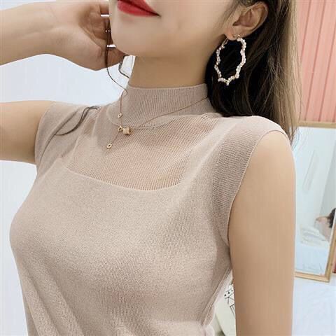 Women's High Tube Vest Strap Short Sleeve Sweaters