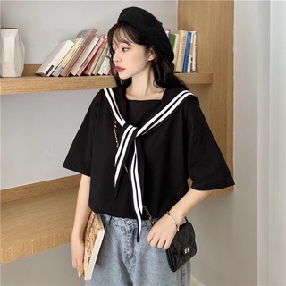Áo Thun Nữ Tay Lửng Cổ Thủy Thủ Thời Trang