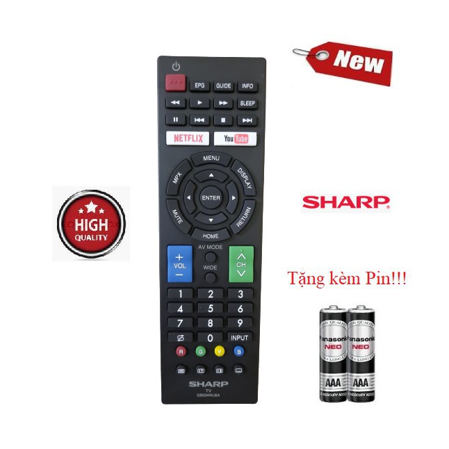 Điều khiển tivi Sharp GB234WJSA - Hàng mới chính hãng 100% Tặng kèm Pin!!!