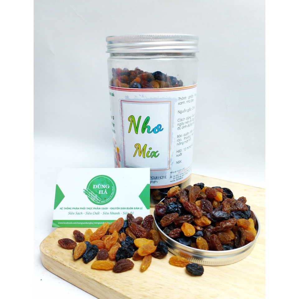 Nho khô mix 3 màu (nho đen, nho xanh, nho đỏ) 500g