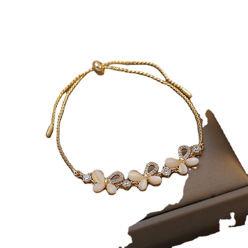 Vòng Tay Đính Đá Opal Có Thể Điều Chỉnh Họa Tiết Bướm Xinh Xắn Cho Nữ