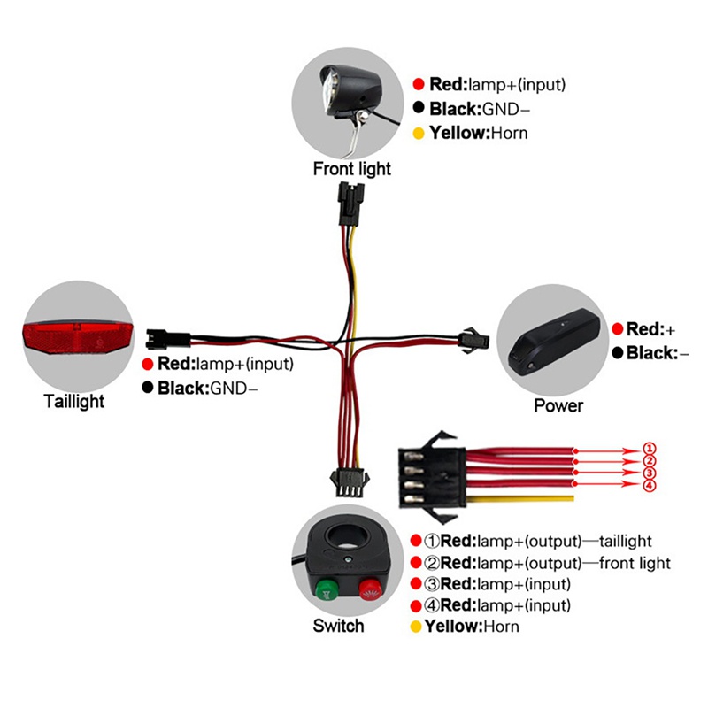 Bộ Đèn Pha Xe Đạp Điện 12-72V Ebike Chất Lượng Cao