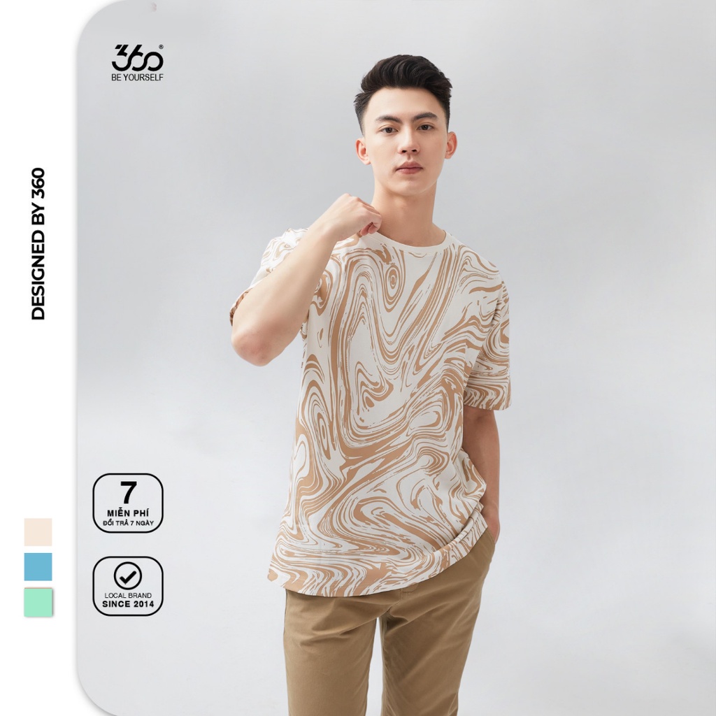 Áo thun nam cao cấp họa tiết sóng nước thương hiệu 360 BOUTIQUE - APTTK303