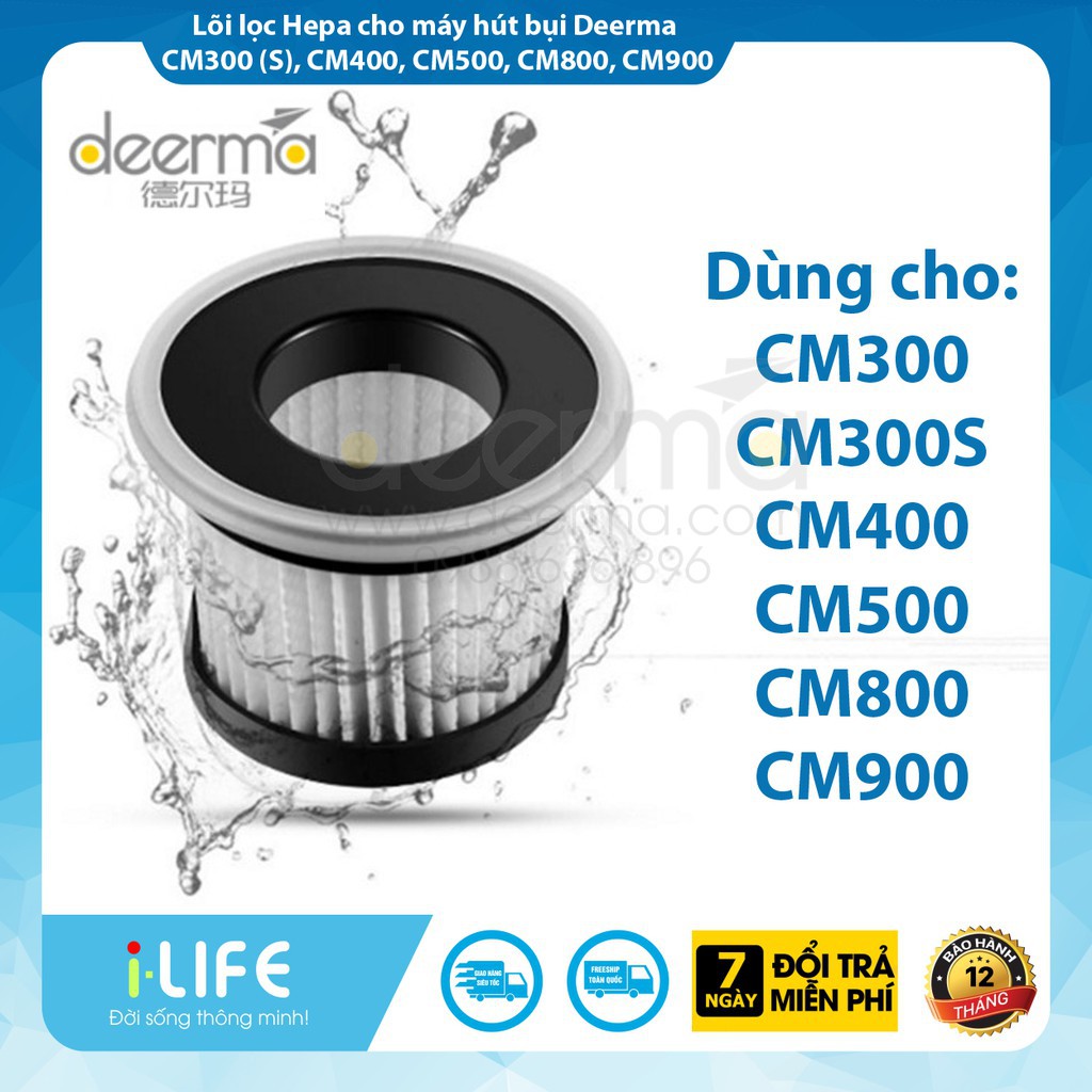 (Hàng sẵn) Lõi lọc Hepa cho máy hút bụi diệt khuẩn Deerma CM300(S), CM400, CM500, CM800, CM900 (lọc 99,9% bụi mịn PM2.5)