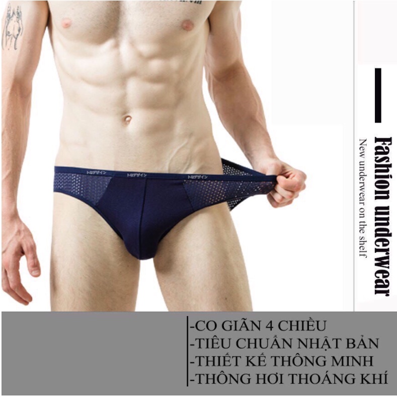 Hộp 4 quần lót đùi nam thông hơi - quần sịp BOXER nam nhật bản - cotton cạp nhỏ cực thoải mái