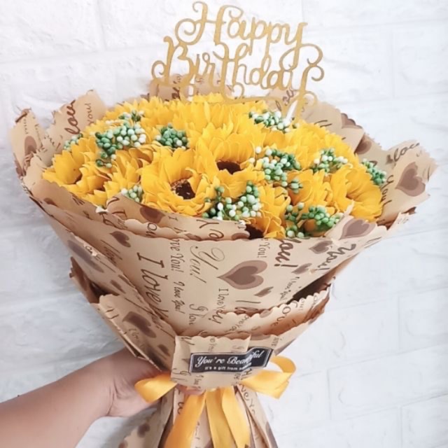 Hoa hướng dương 15k bông bó thành phẩm hình thật shop chụp