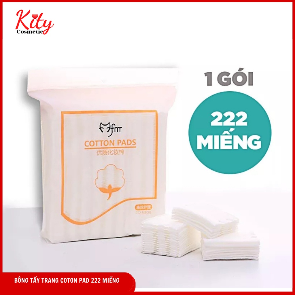 Bông tẩy trang con Mèo 222 miếng Cotton Pads & Miniso 180 miếng không bị xù lông