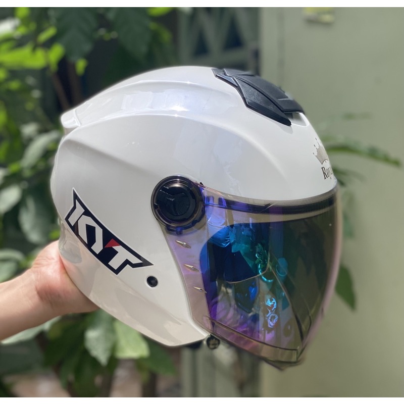 MŨ BẢO Hiểm 3/4 2 KÍNH XH02 TRẮNG BÓNG CỰC ĐẸP, LÊN LOGO KYT VÀ BH 12 tháng