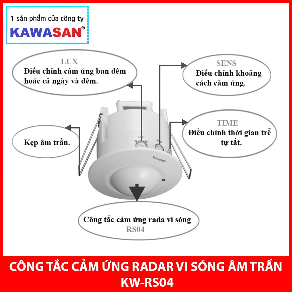 Công Tắc Cảm Ứng Radar Vi Sóng Âm Trần KW-RS04