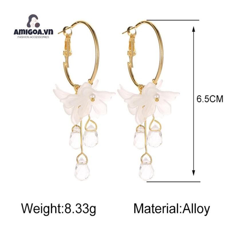 Bông Tai Hình Hoa Đính Đá Pha Lê Thời Trang Xinh Xắn Cho Nữ