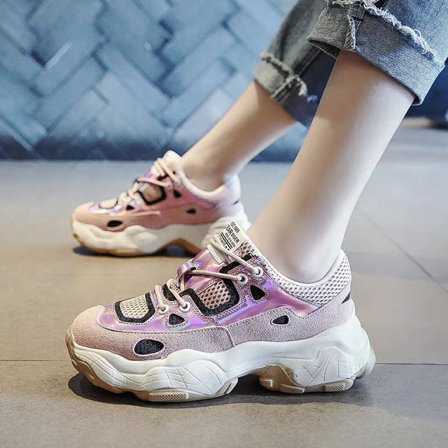 Giày thể thao nữ đế ghồ siêu nhẹ, lưới thoáng chân. | BigBuy360 - bigbuy360.vn