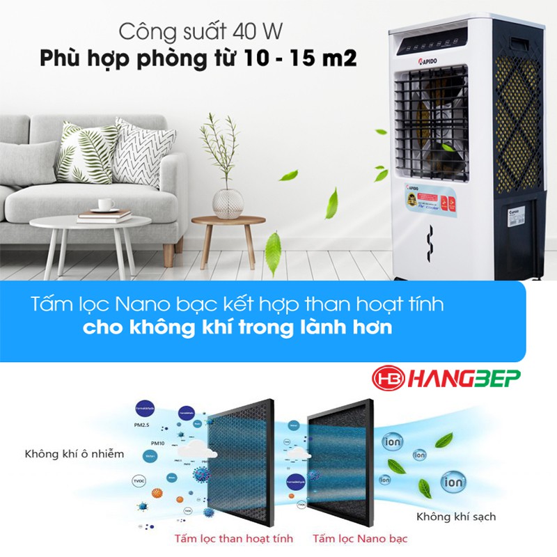 [Mã ELHA22 giảm 6% đơn 300K] Quạt điều hòa không khí Rapido Turbo 3000-M (1 đổi 1 trong năm đầu)