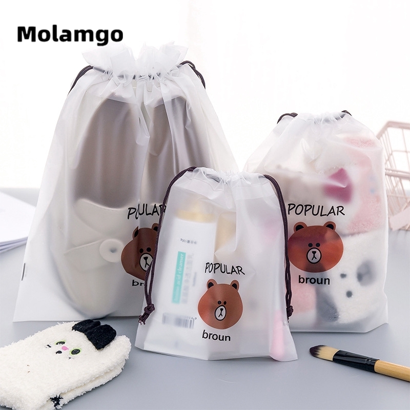Túi đựng mỹ phẩm chống bụi họa tiết gấu Brown xinh xắn sáng tạo Molamgo