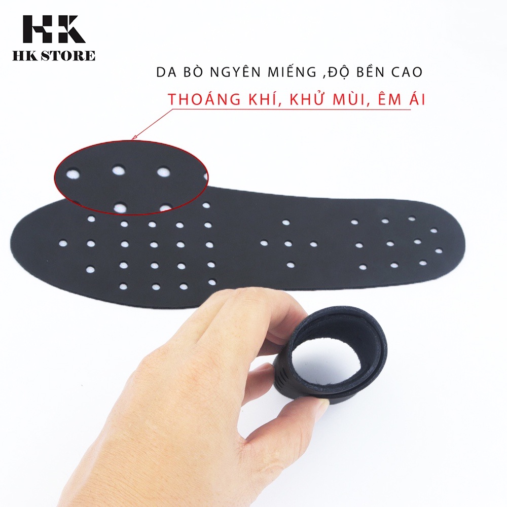 Lót da bò thật 100% 💖 HK.STORE 💖 lót da thật đục lỗ thông thoáng hồ môi chân.