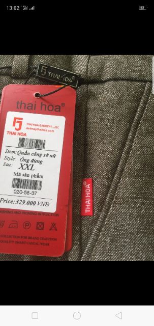 Quần tây Thái Hòa mã 020 vải dày, co giãn