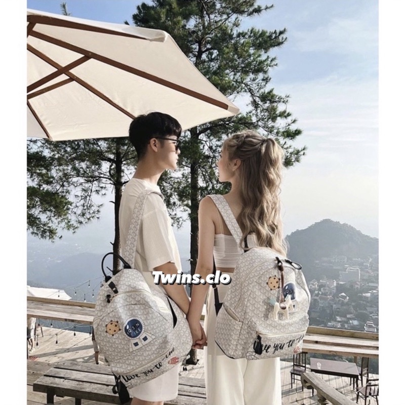 [ SẴN ] Balo Edmond QSN Chính Hãng Backpack Trắng New Season Tặng Kèm Móc Ngựa 🧸