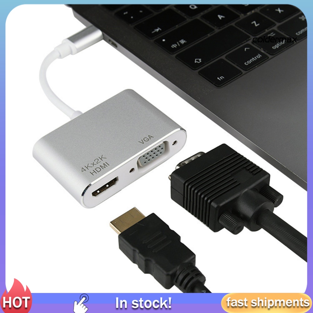 Bộ Chuyển Đổi Usb C Sang Hdmi-Compatible Vga Adapter 4k Hd Type-C Cho Macbook