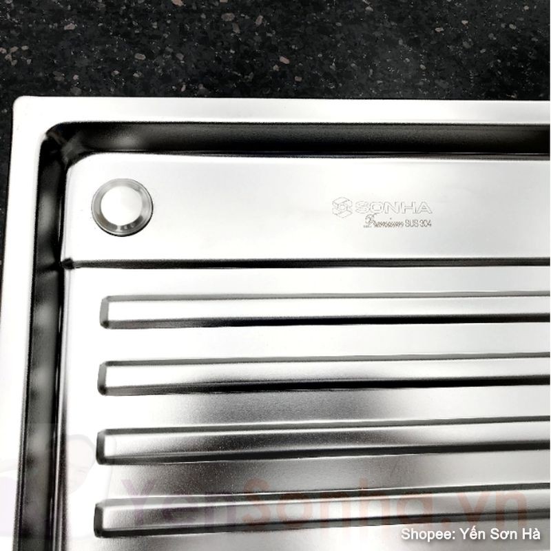 Chậu rửa chén bát Sơn Hà S105 Inox Xịn 304 2 hố có bàn