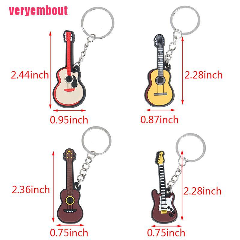 Bộ 2 móc khóa silicone mềm hình đàn guitar cổ điển