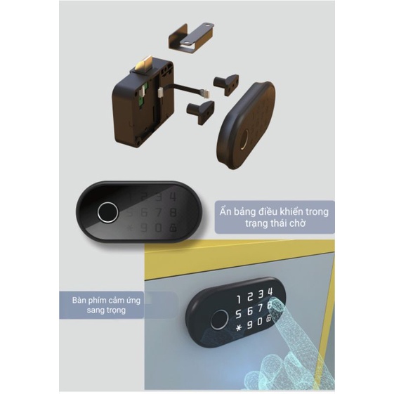 UL-T003 Khóa Tủ, Ngăn Kéo - vân tay, mã số, thẻ từ 3 chức năng. An toàn, hiện đại, tiện lợi
