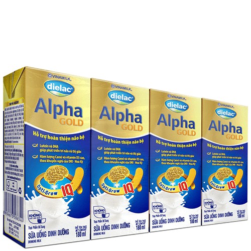 SỮA BỘT PHA SẴN DIELAC ALPHA GOLD IQ - LỐC 4 HỘP X 180ML(date T2/2020)