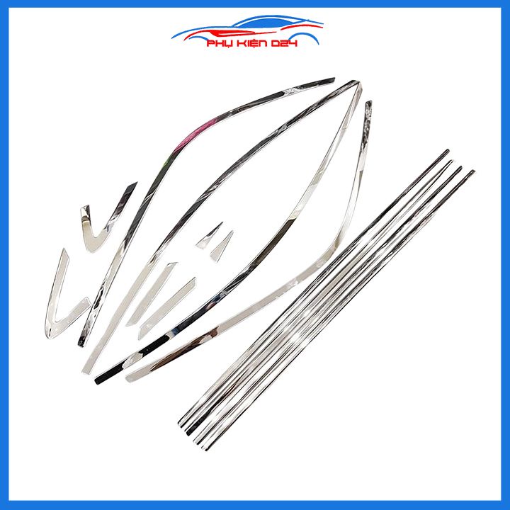Bộ nẹp viền chân kính cong kính Kia Morning 2012-2021 Inox sáng bóng chuẩn form xe