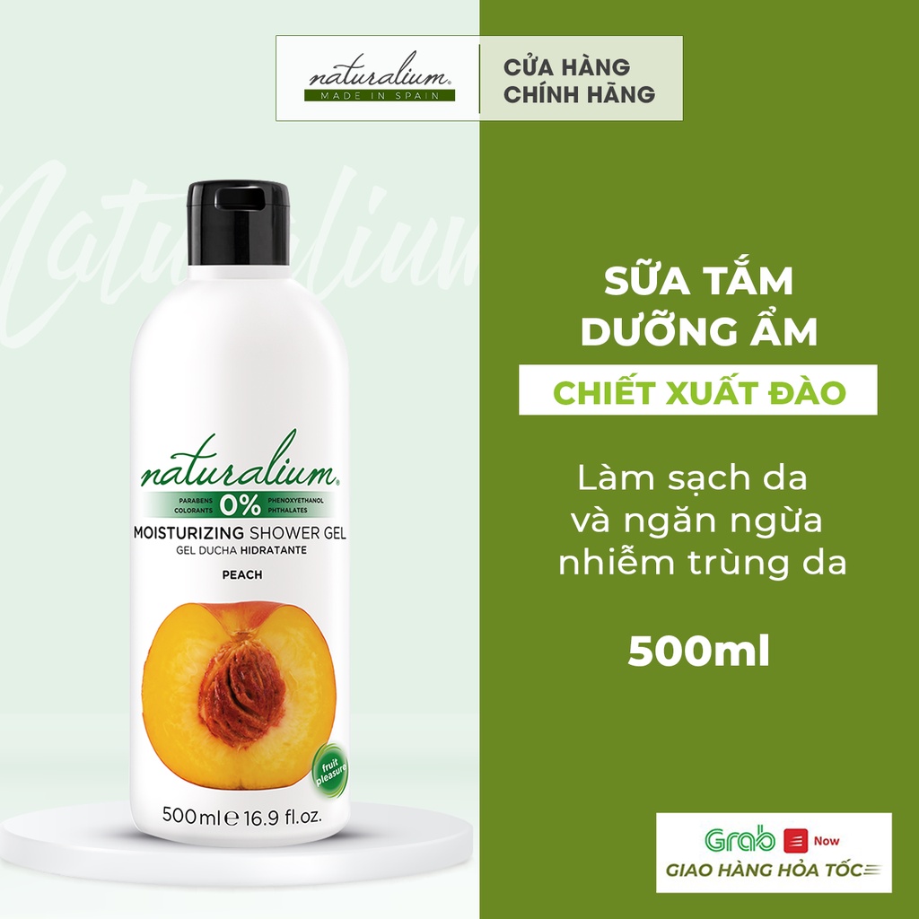 Sữa tắm dưỡng ẩm NATURALIUM hương đào 500ml ngăn ngừa nếp nhăn, chống kích ứng và nhiễm trùng da