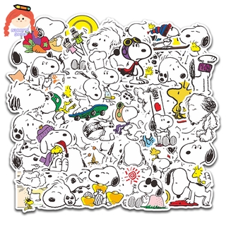 NIKKI Bộ 50 Miếng Dán Trang Trí Chống Thấm Nước Hình Snoopy Đáng Yêu