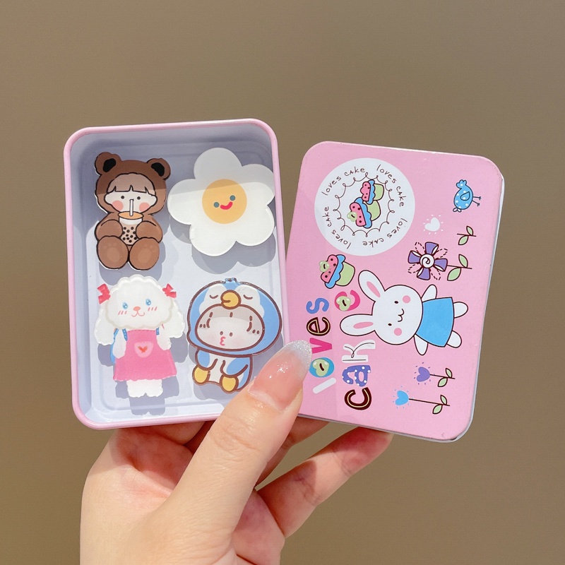 Set 4-10 Trâm Cài Áo Họa Tiết Hoạt Hình Phong Cách Hàn Quốc Xinh Xắn