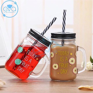 Ly quai thuỷ tinh in hình trái cây 450 ml