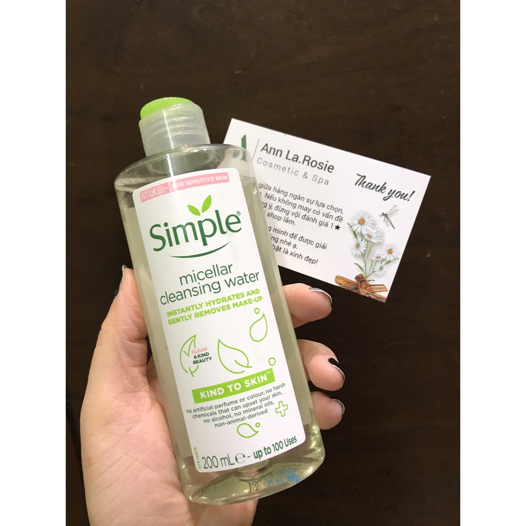 Nước Tẩy Trang Simple Micellar Cleansing Water 200ml (Mẫu Mới)