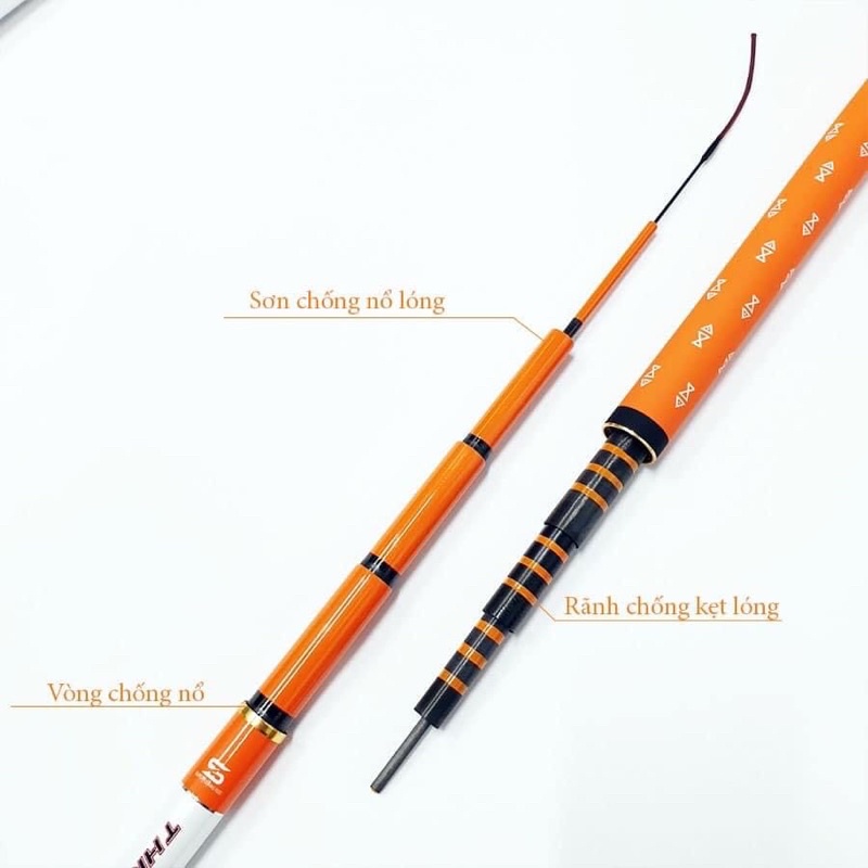 Cần câu tay Bạch Kinh Thiên 6H, Cần Câu Đơn, Câu Đài Cao Cấp, 2 Màu Cam và Xanh
