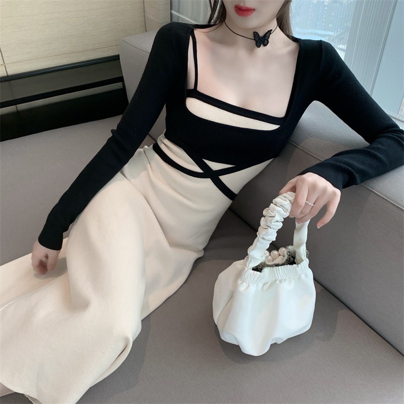 ĐẦM NỮ TÔN DÁNG DỆT KIM DÁNG DÀI ULZZANG AK2H