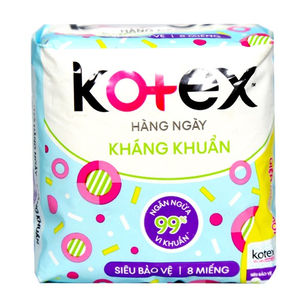 Băng Vệ Sinh Kháng Khuẩn Hàng Ngày Kotex Siêu Bảo Vệ 8 miếng