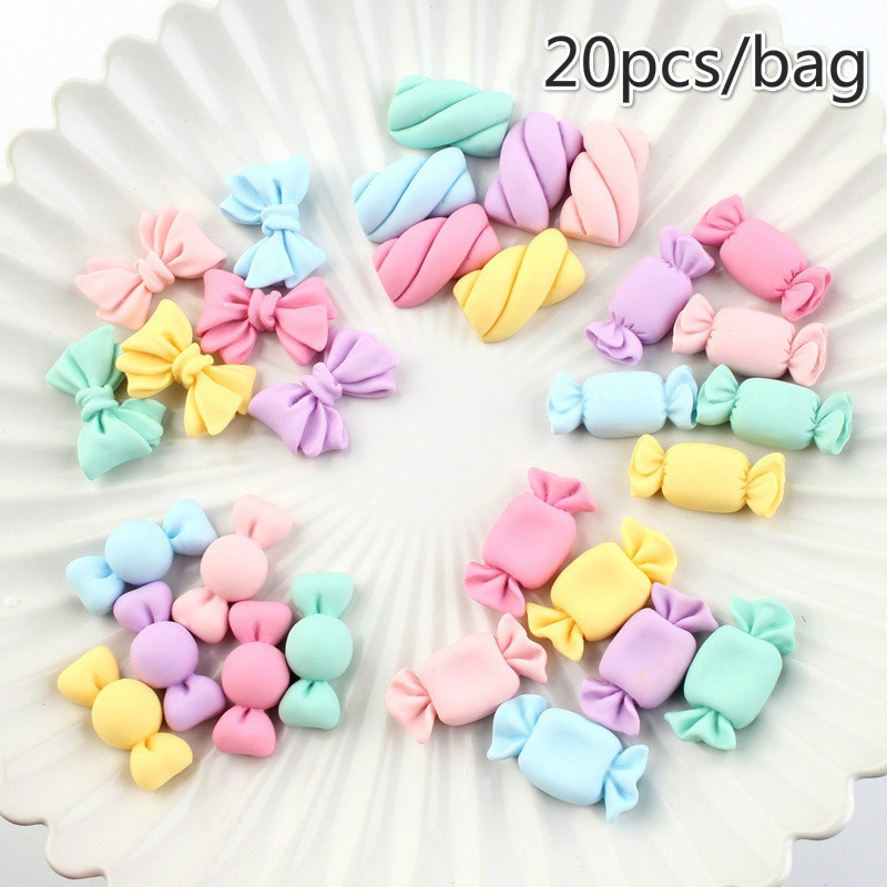 [Hàng Có Sẵn] Set 20 Nơ Nhựa Dạng Phẳng Màu Kẹo Trang Trí Lưng Điện Thoại DIY-Giao Hàng Nhanh]