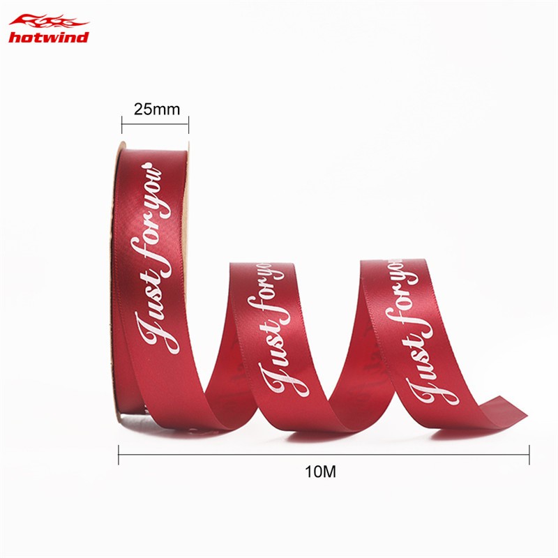 Cuộn 10M dây ruy băng 25mm bằng polyester họa tiết chữ trang trí đa dụng