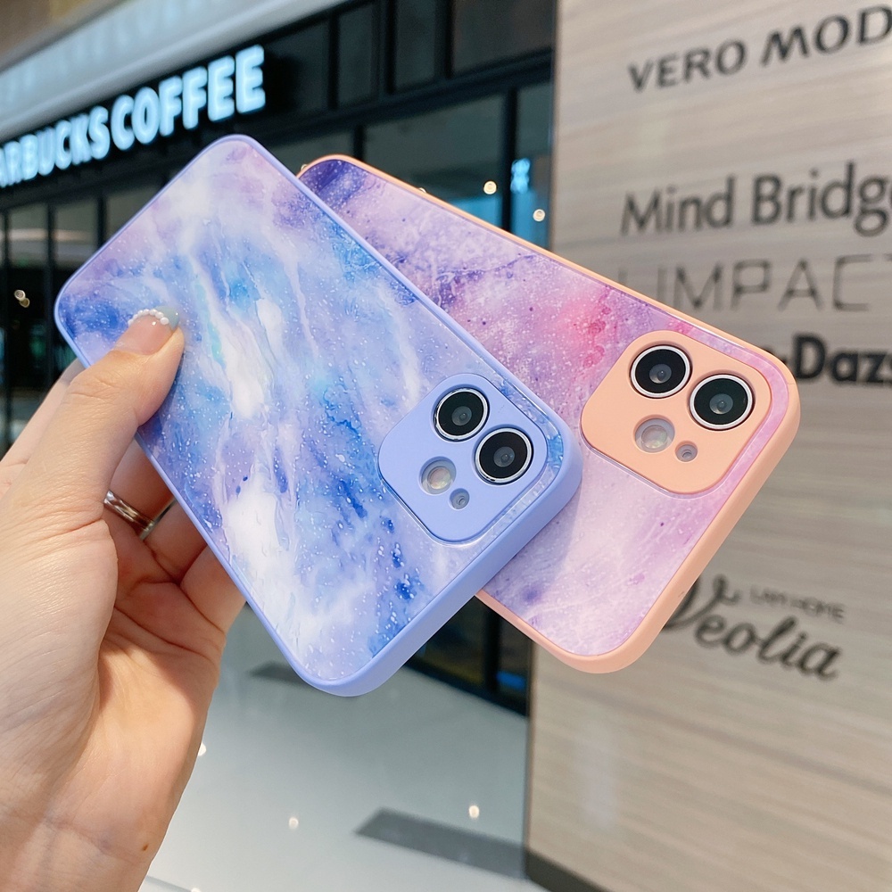 Ốp for iPhone 13 Pro Max 13Mini 12Pro 11 Xs Max XR X 12Mini 7Plus 8 Plus Marble Pattern Case Vỏ điện thoại kính cường lực