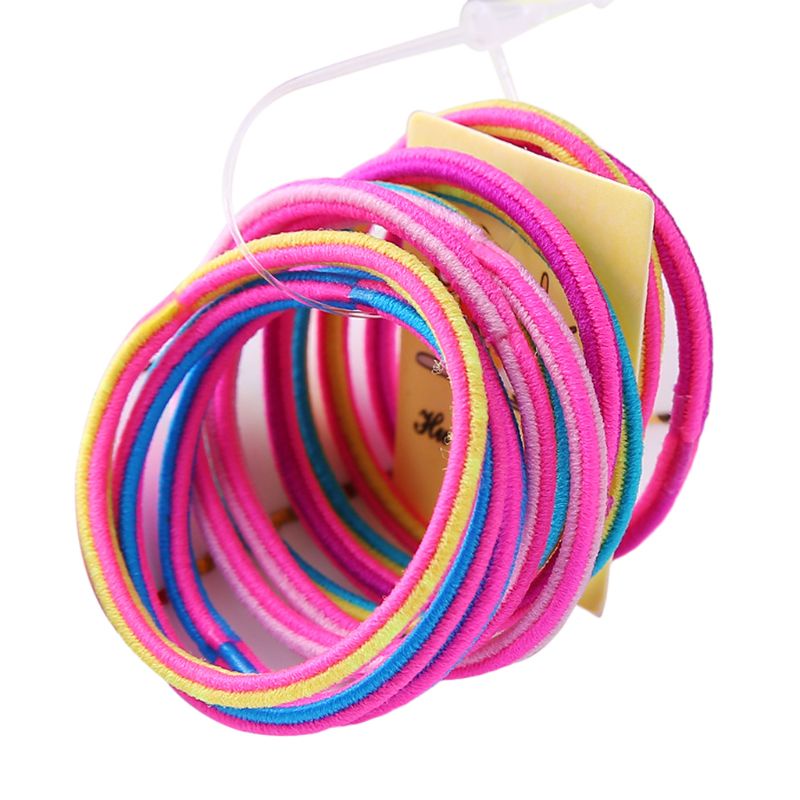 Set 10 Dây Thun Buộc Tóc Nhiều Màu Sắc Phản Quang Cho Bé Gái
