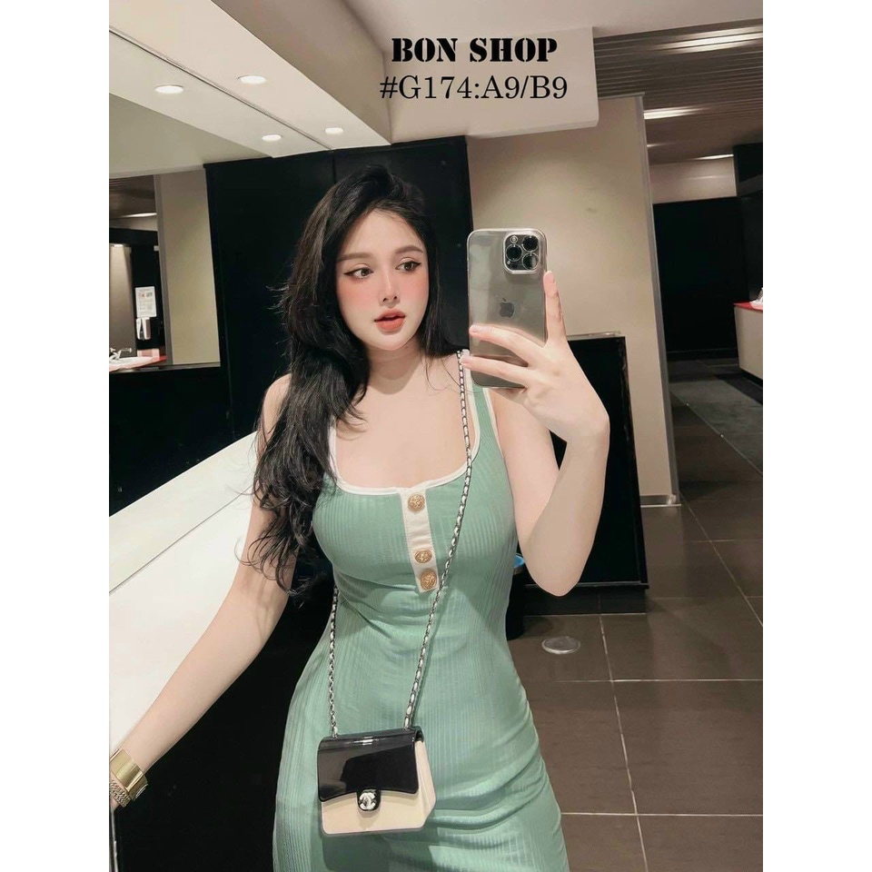 Đầm váy nữ body ba lỗ đính nút viền trắng quyến rũ thích hợp cho các tình yêu mặc hằng ngày hoặc đi chơi