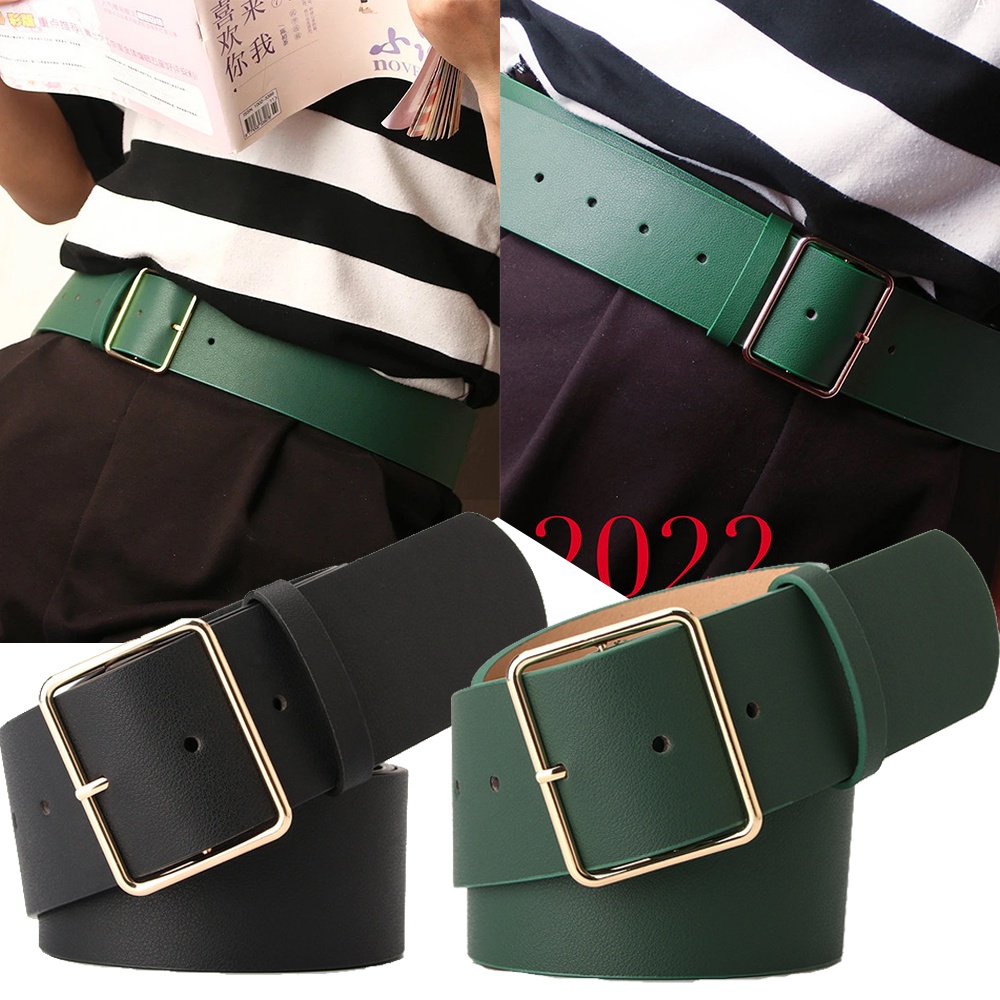 SmileFairyCC【COD &amp; Hàng Có Sẵn】Thắt Lưng Da Khóa Vuông Kim Loại Thời Trang Cho Nữ