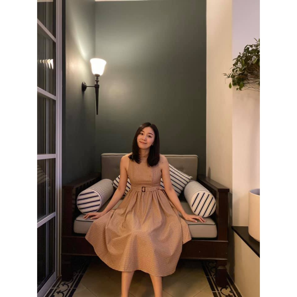 Đầm Vintage Thắt Belt Không Tay Estudio Thanh Lịch, Nữ Tính
