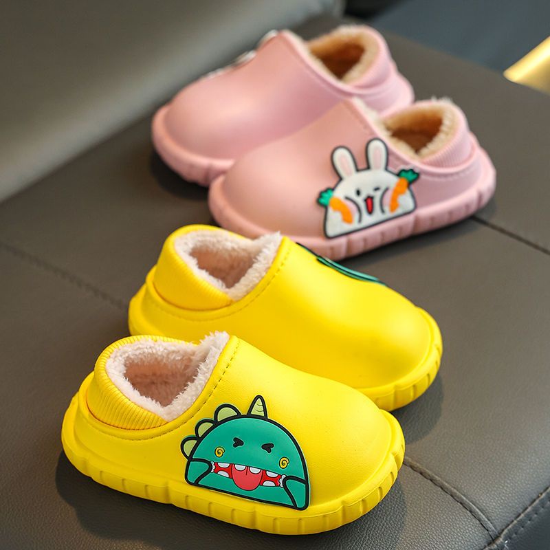 （Không thấm nước và chống trơn trượt）Giày Cotton Chống Nước Giữ Ấm Mùa Đông Cho Trẻ Em 1-3 - 2 Tuổi，Túi đựng giày bông cho bé mùa đông với bé trai và bé gái không thấm nước EVA cộng với nhung ấm áp cho trẻ em 1-3 tuổi 2 dép bông trẻ em
