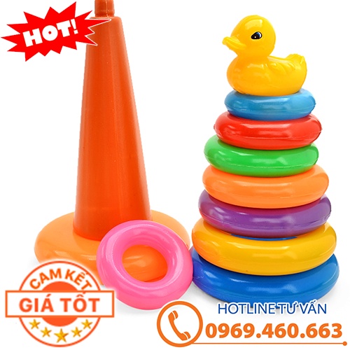 Đồ Chơi Tháp Xếp Chồng Vòng Tròn Màu Sắc. Bộ Xếp Hình Tháp Tròn Cầu Vồng, Trò Chơi Thảy Vòng Phát Triển Tư Duy Cho Bé