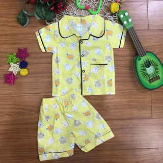 Bộ pizama bé gái màu vàng hình con thỏ