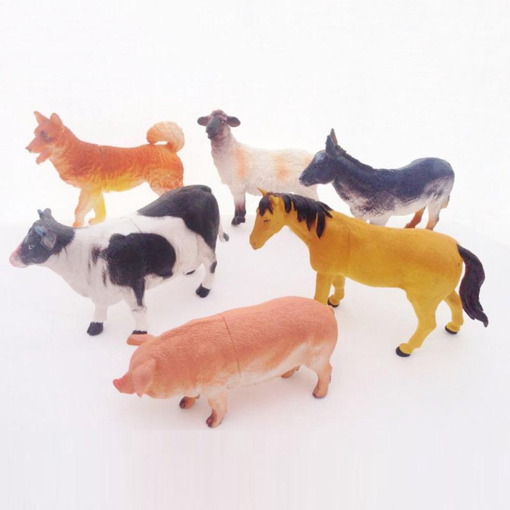 6 x BIG Farm Animals Plastic Figures Sheep Cow Horse Dog Pig Model Playset Toys