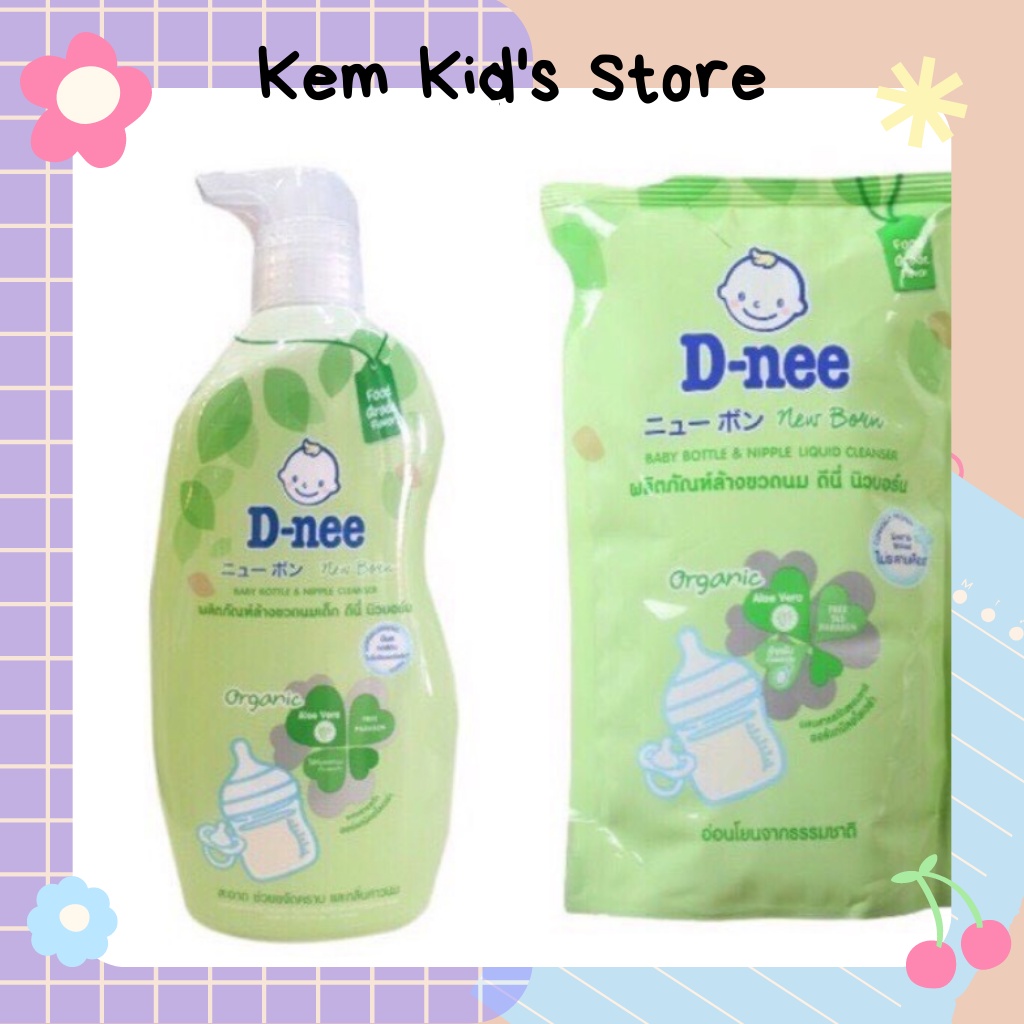 Nước rửa bình/ xúc bình sữa Dnee Thái Lan 600ml/ 620ml mẫu mới dạng chai và túi
